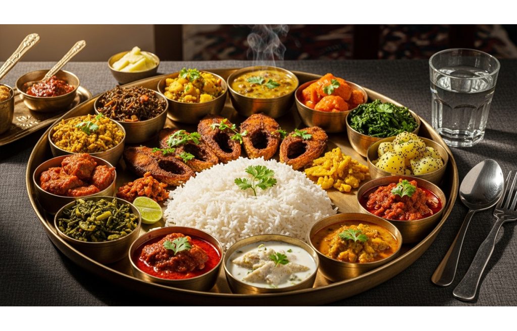 ভাত, মাছ, সবজি